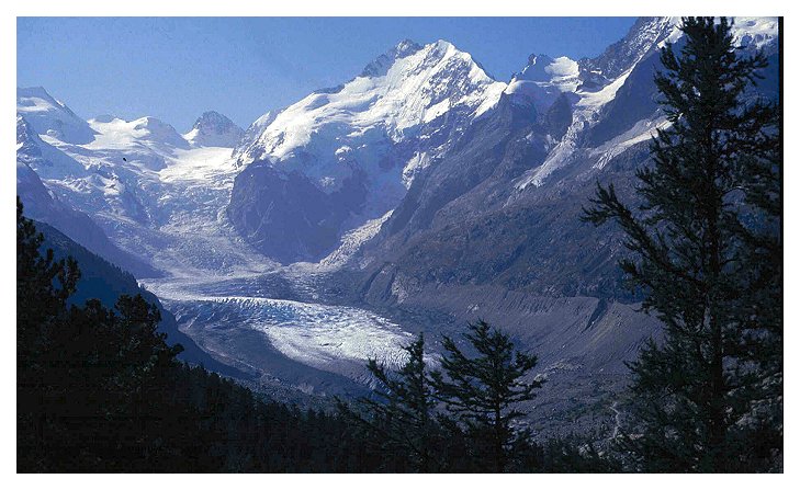 Morteratsch-Gletscher und Bernina-Massiv