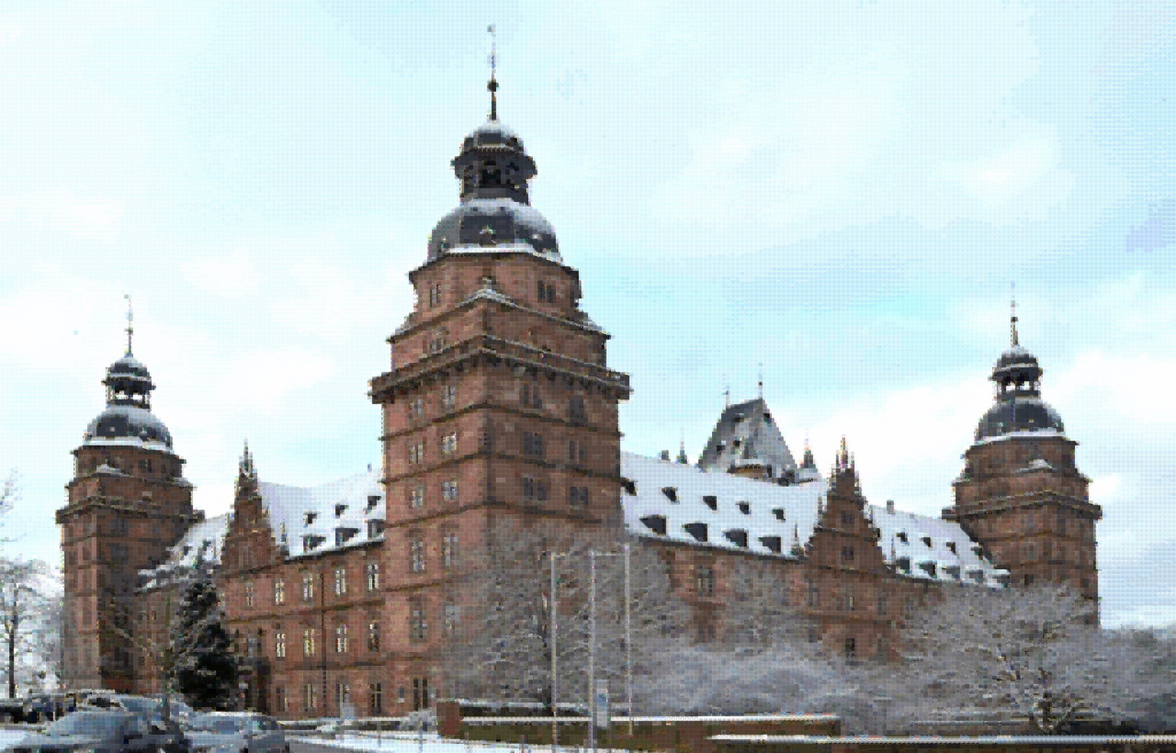 Mosaik Aschaffenburger Schloss mit Schneedach