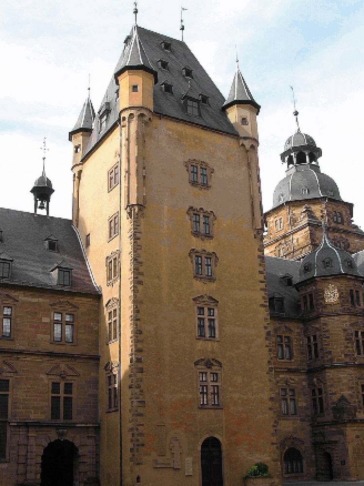 Mosaik dicker Schlossturm vom Schloss Aschaffenburg