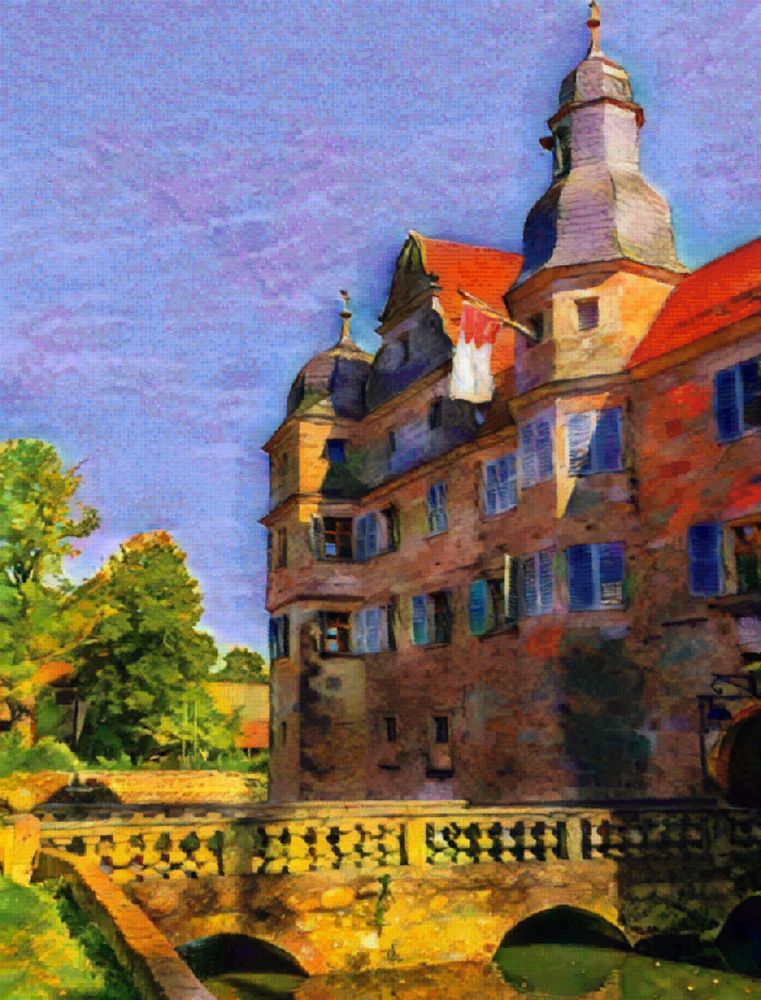 Mosaik Wasserschloss Mitwitz bunt (40250 Kacheln)