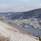 Mosel- Weinbergblick, der erste Schnee