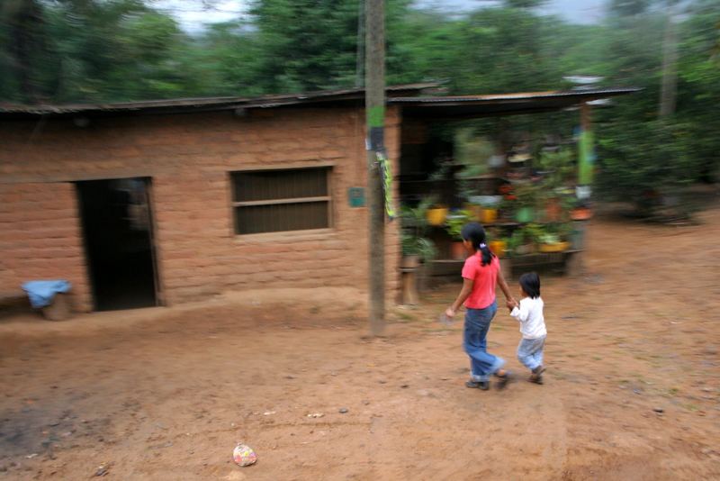 mother and child on the way back home