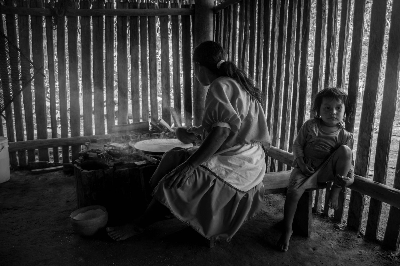 Mother and Daughter making "Yukka" Bread