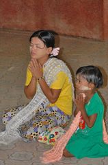 Mother and her daughter in Kaba Aye in Rangoon