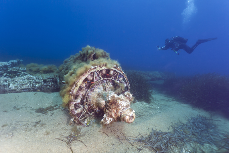 Motorblock vom Wrack der Vickers Viking, Korsika