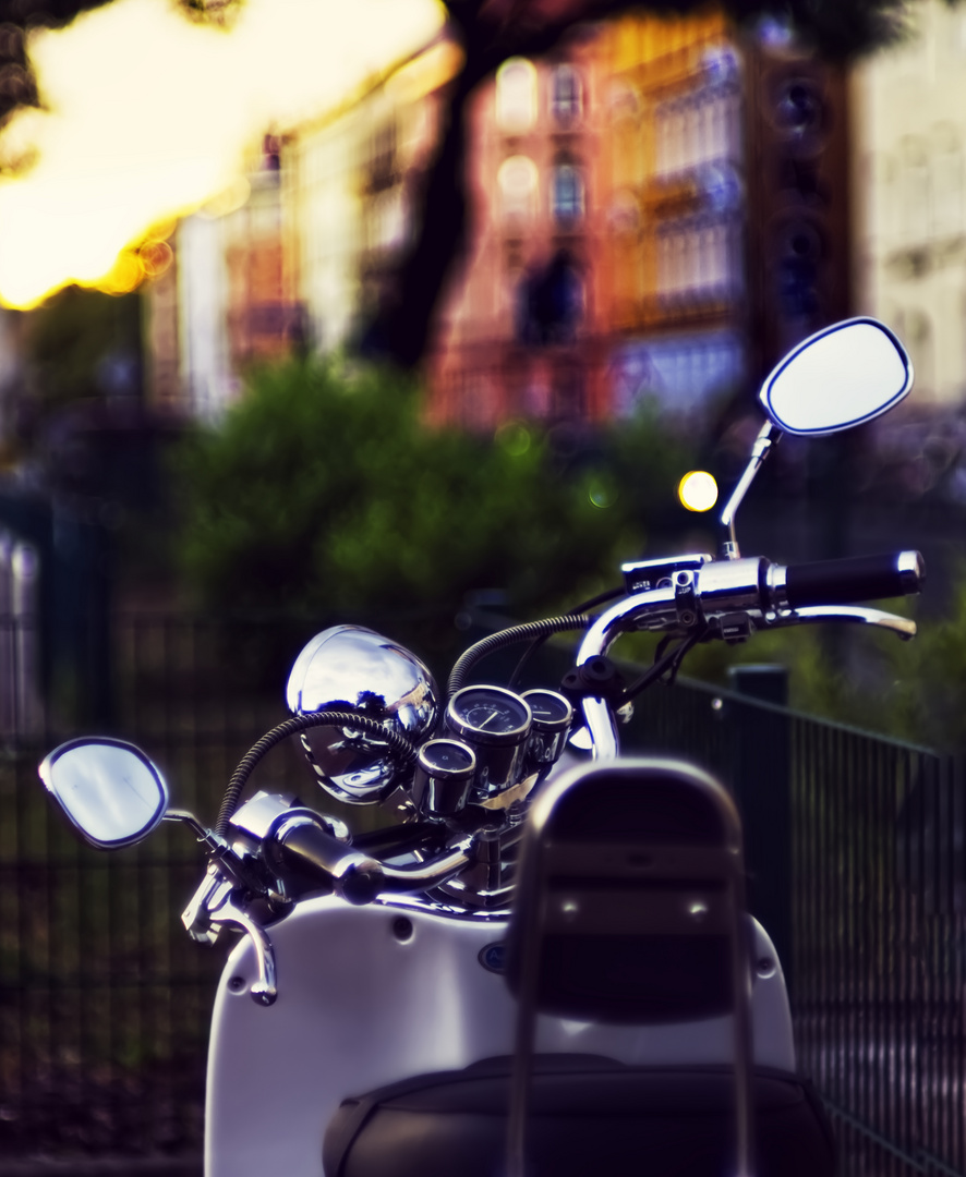 motorcycle in the sunset