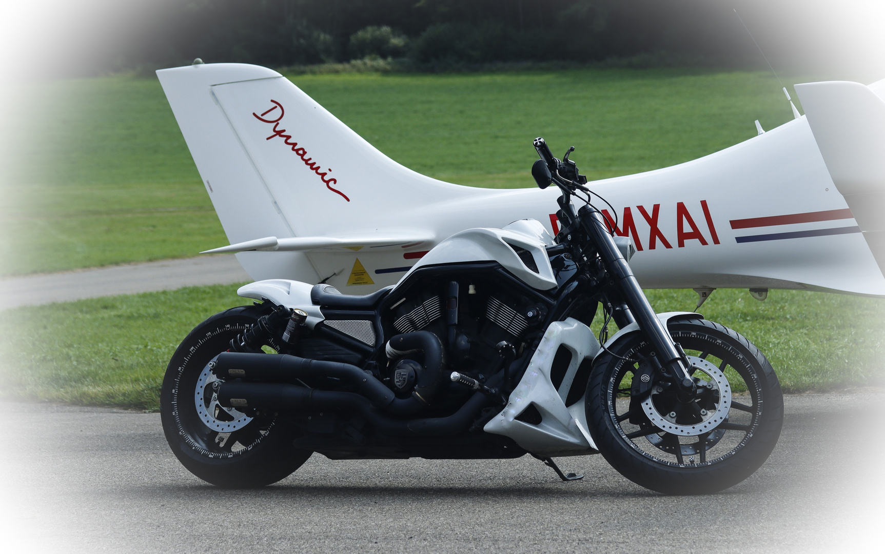 motorcycle meets airplane
