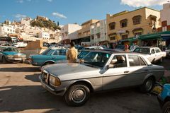 Moulay Idriss - Grand Taxi Rank with Mercedes 240-car's