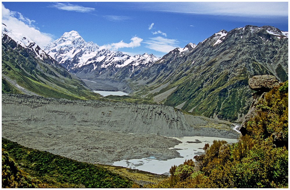 Mount Cook und die Gletscherseen