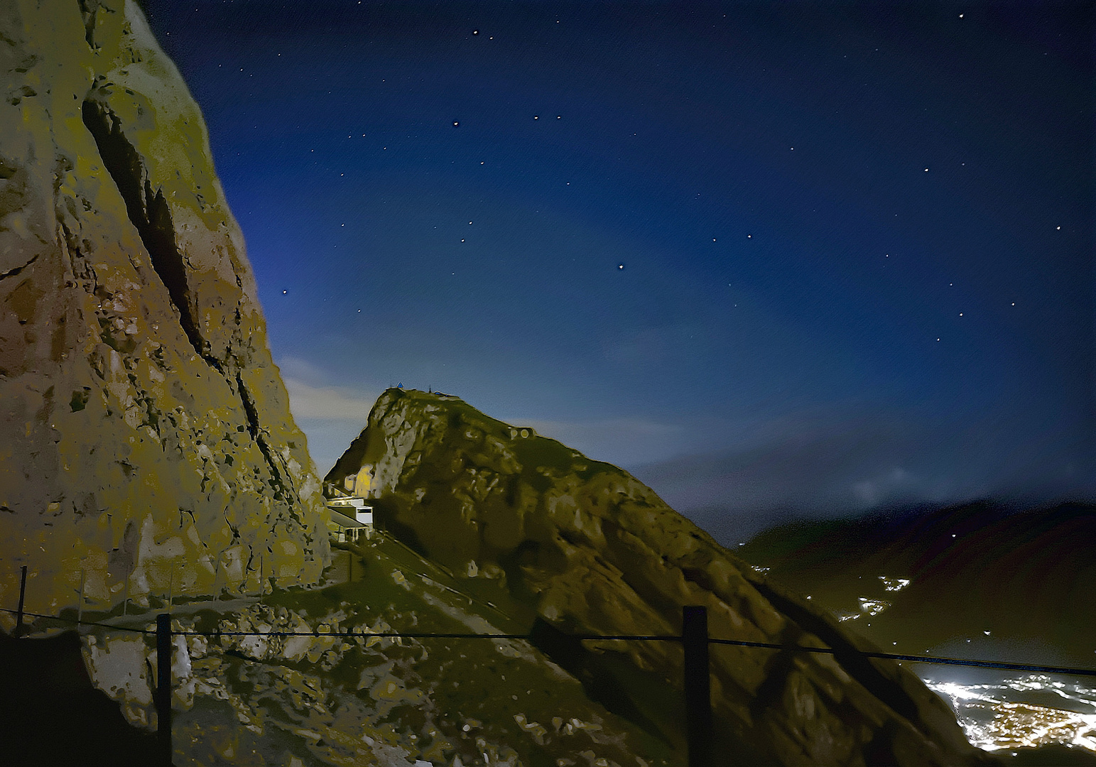 Mount Pilatus, 2032m, by night 