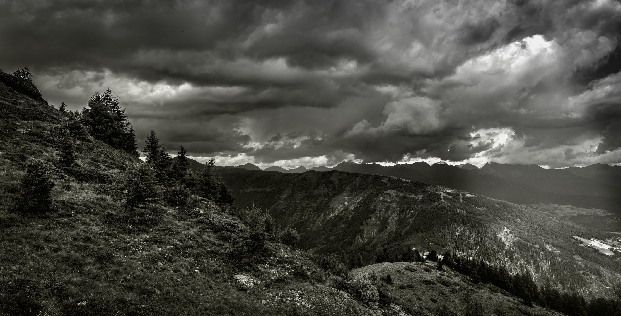 Mountain storm b&w