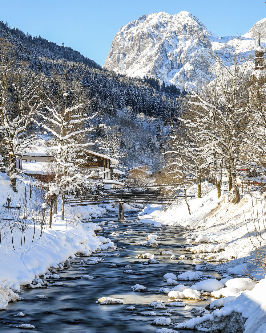 Mountain view in Ramsau , Berchtesgadener Land is beautiful.