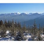 Mountains in the winter fog