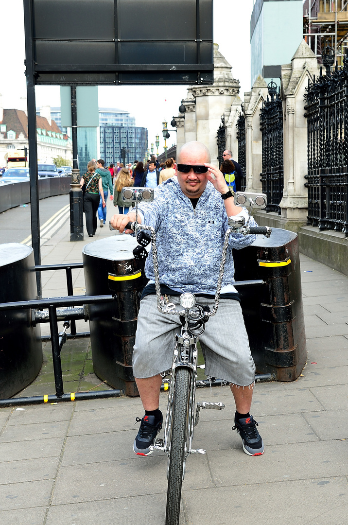 Mr. Cool on a bike