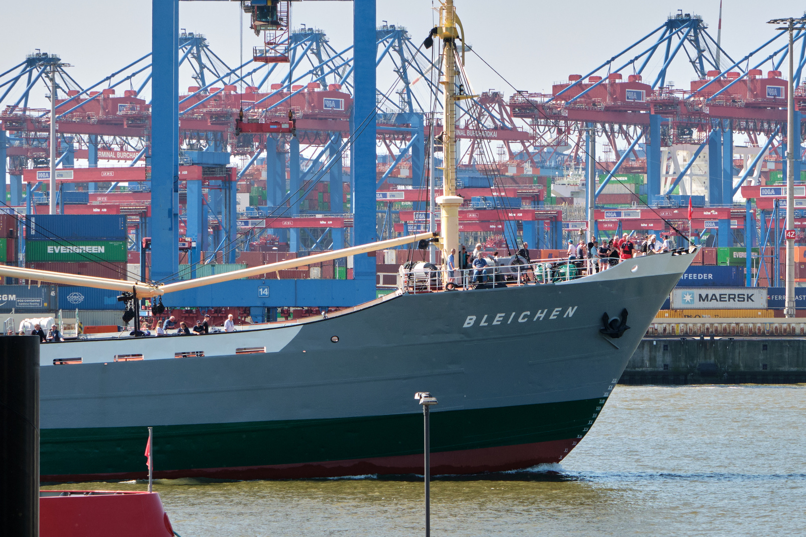 MS Bleichen vor Containerhafen