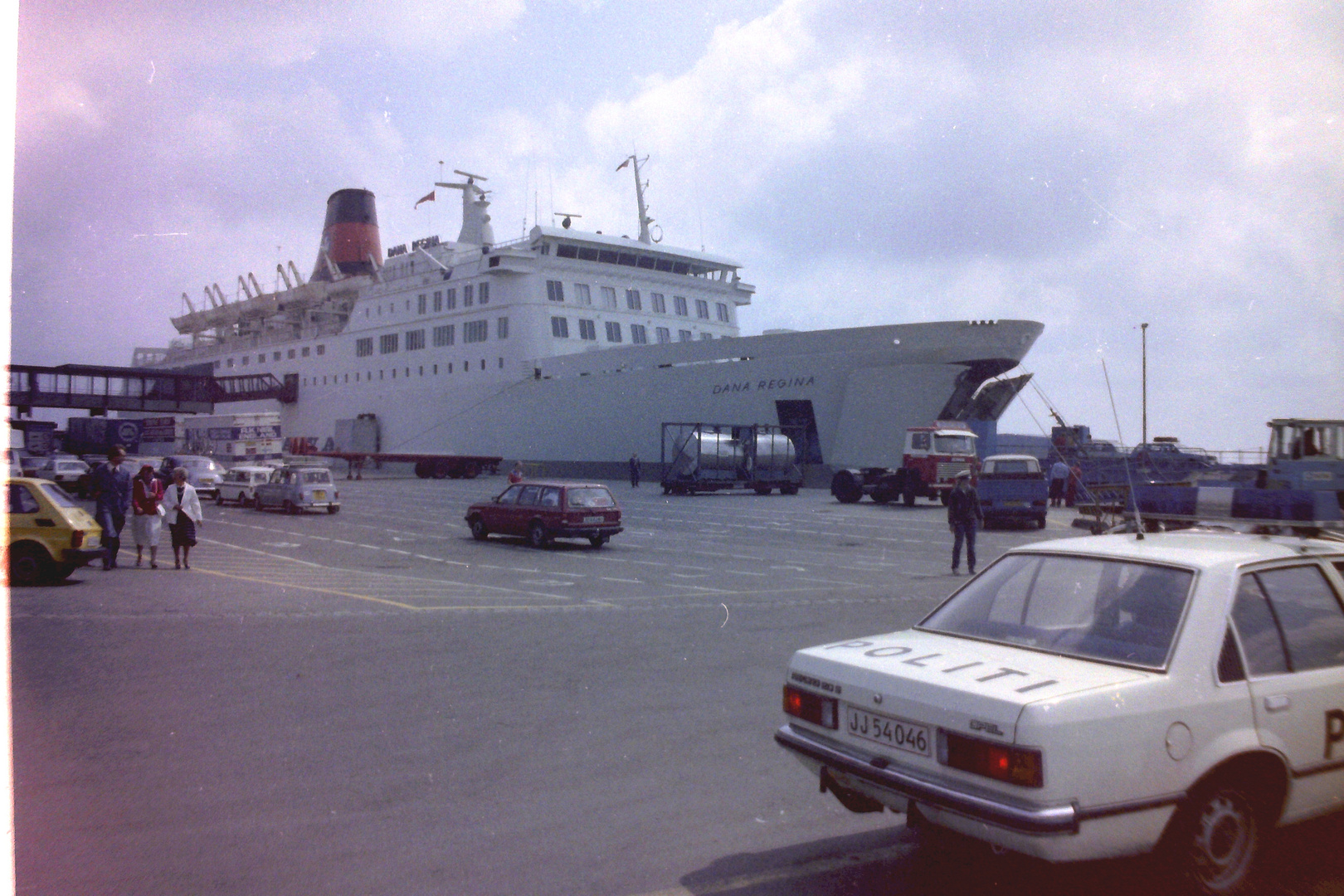 M/S Dana Regina Fähre Ferry Ro-Ro im Hafen von Esbjerg 1979