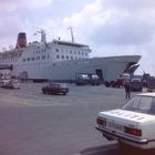 M/S Dana Regina Fähre Ferry Ro-Ro im Hafen von Esbjerg 1979