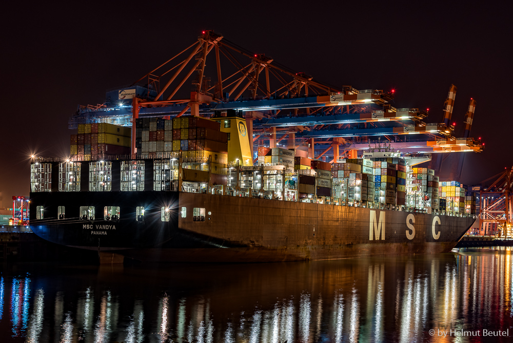 MSC VANDYA @ night in Waltershoferhafen