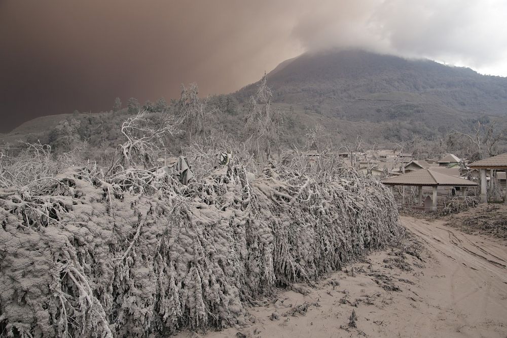 Mt Sinabung Vulkan Sumatra  Aschelandschaft Foto Bild 