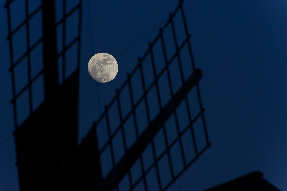 Mühlenrad im Mondlicht