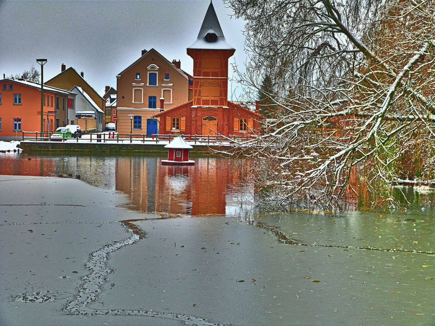 Mühlenteich: Erster Schnee 2023