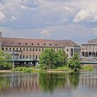 Mülheim an der Ruhr / Blick vom Wasserbahnhof zur Stadthalle an der Schloßbrücke