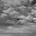 Mülheim Flughafen Wolken mit Flugzeug