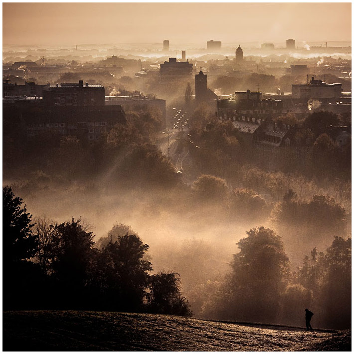 München am Morgen - Nebel über der Stadt