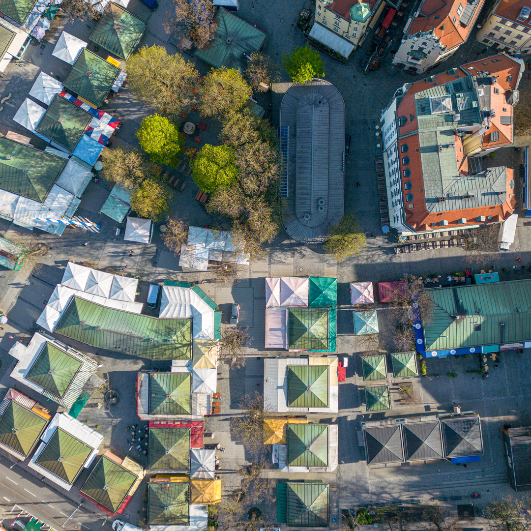 München aus der Luft - Viktualienmarkt aus 100 Meter