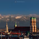 München mit Blick in die Alpen bei Fön