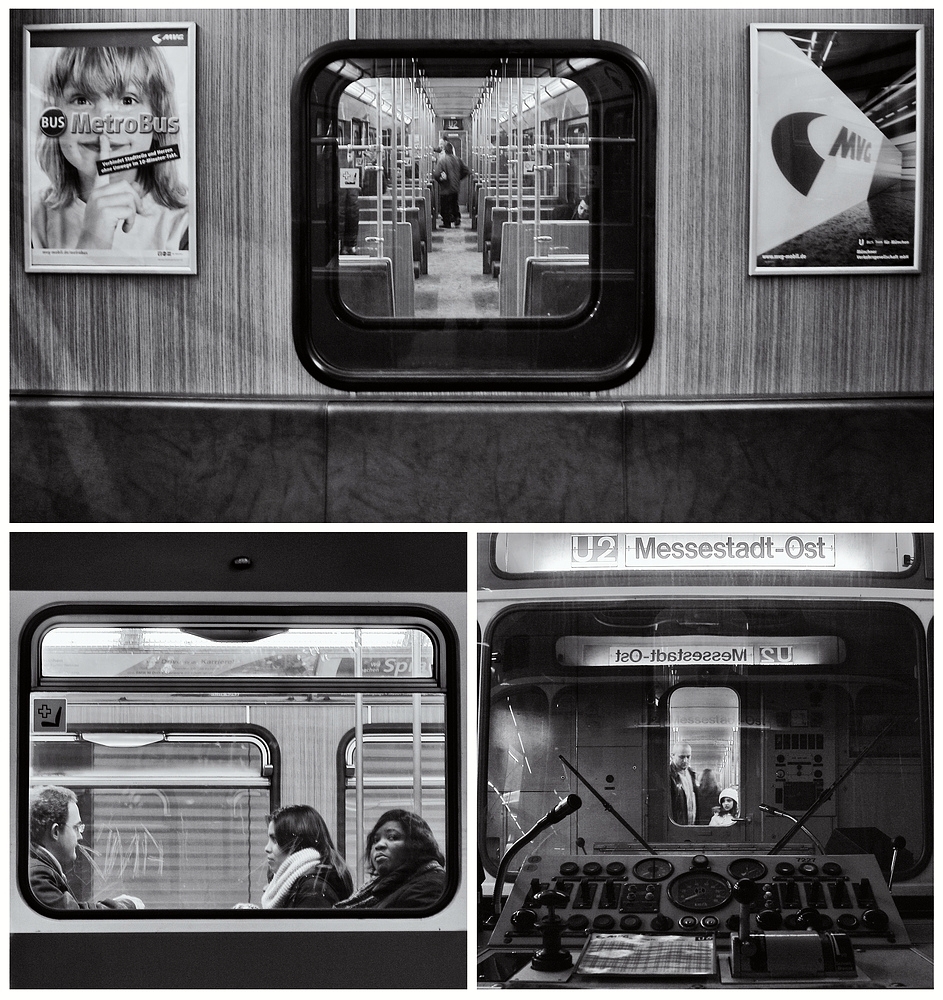 München U-Bahn inside out collage