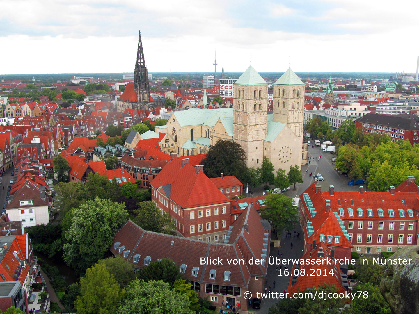 Münster Blick von der Überwasserkirche über die Stadt 16.08.2014