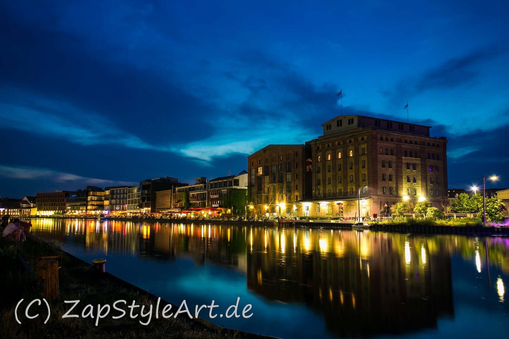 Münster Hafen bei Nacht