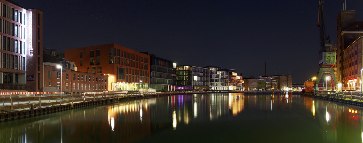 Münster Hafen Nachtpanorama