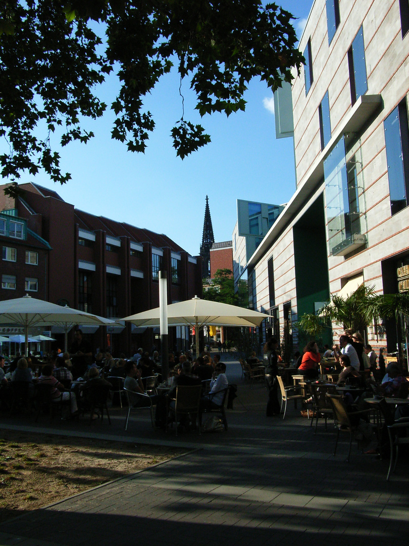 Münster, Stubengasse mit Aussencafé an Juni-Abend 2011