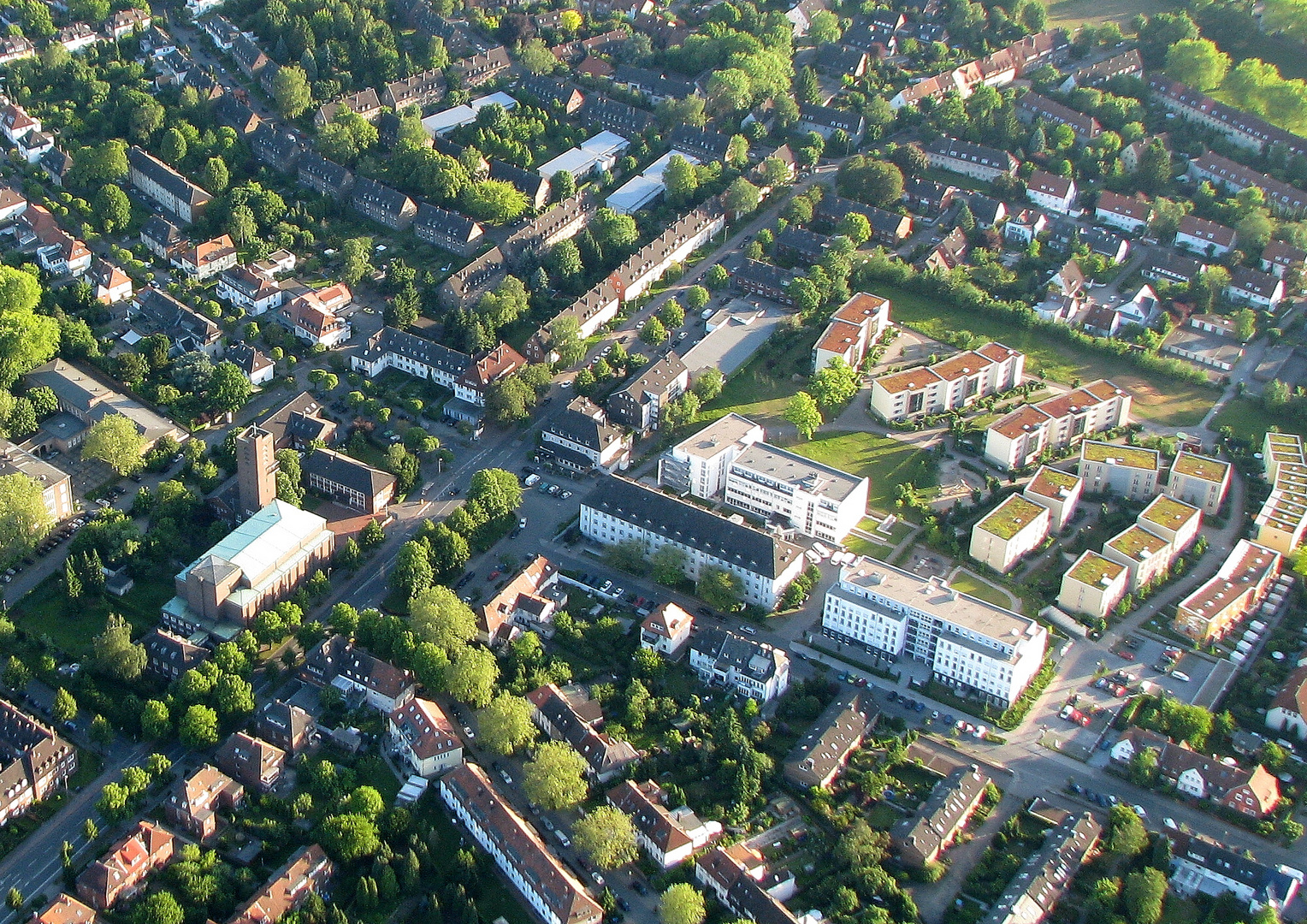 Münsters Geistviertel bei der Ballonfahrt fotografiert