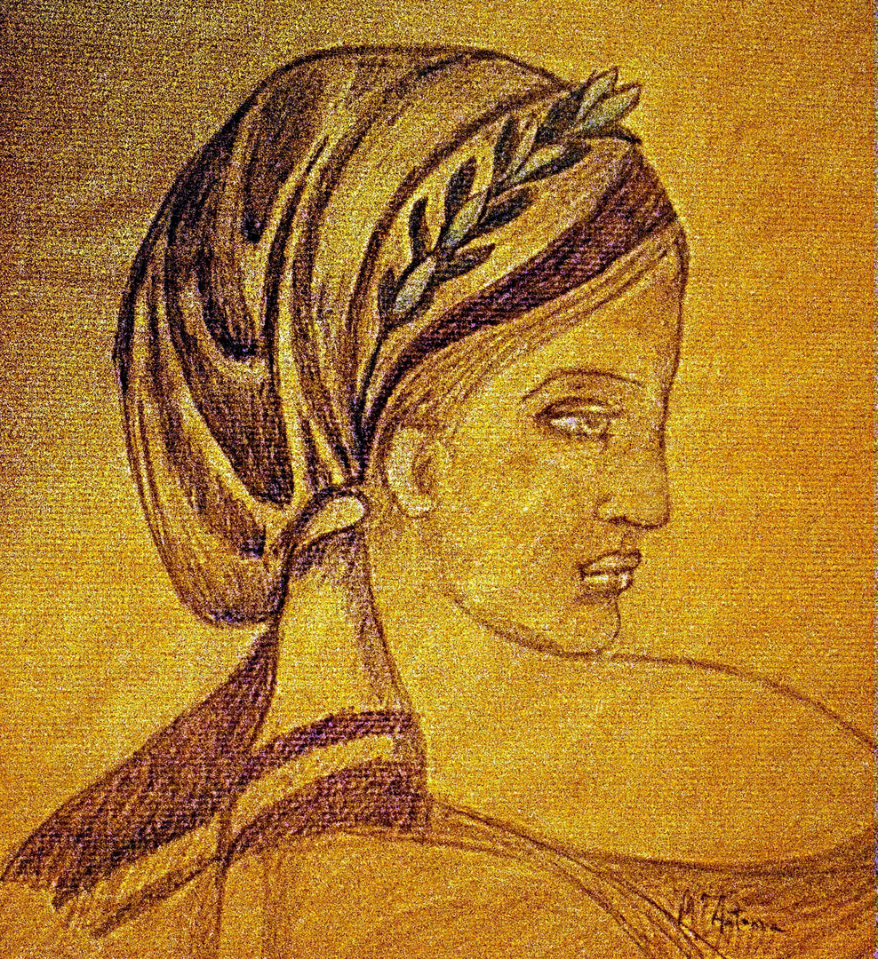 "Mujer de Pompeya" Dibujo realizado por Mª Antonia Rubio Maeso