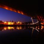 Muldebrücke mit Blick auf Johannbau, Marienkirche und Rathaus