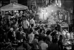 Multitude of people in the ancient market