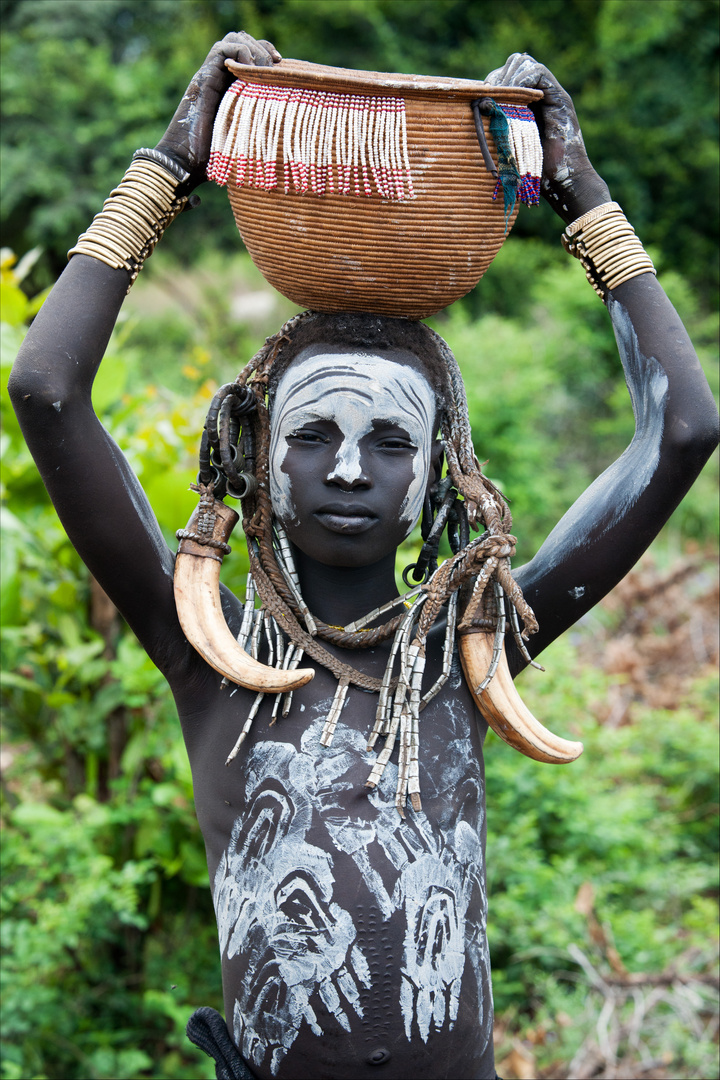 [ Mursi Tribe Boy with Body Scarification ]