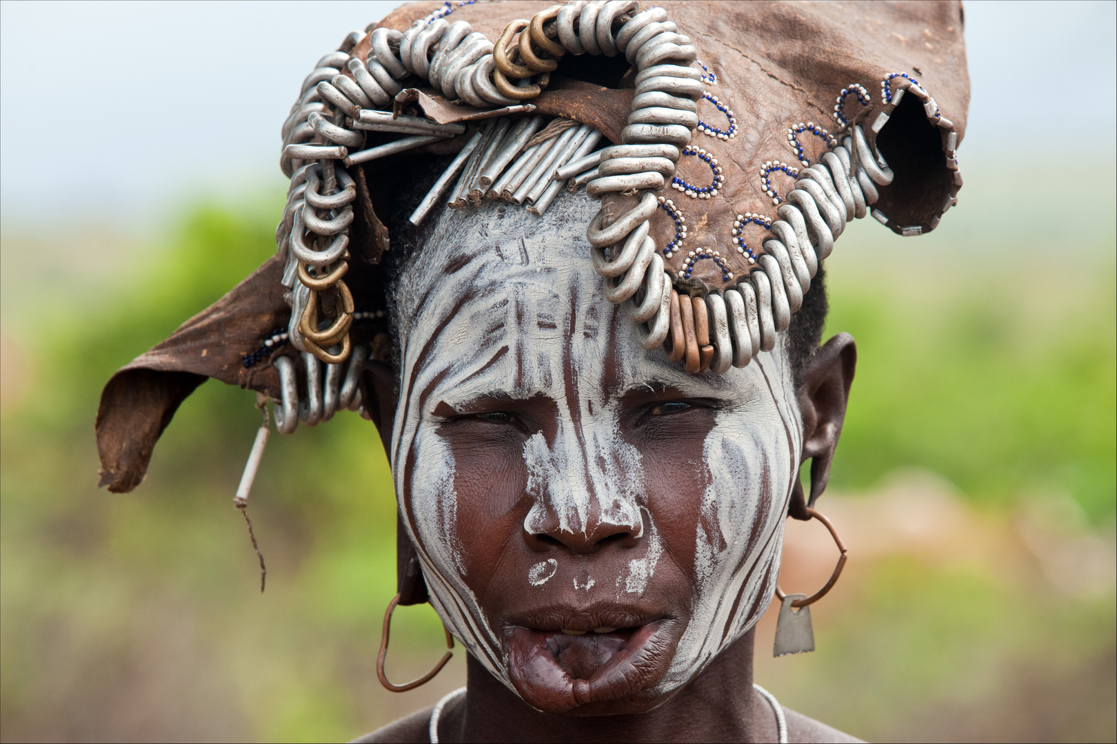 [ Mursi Tribe Woman with Leather Cap ]