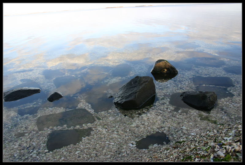 Muschelstrand und Spiegelungen