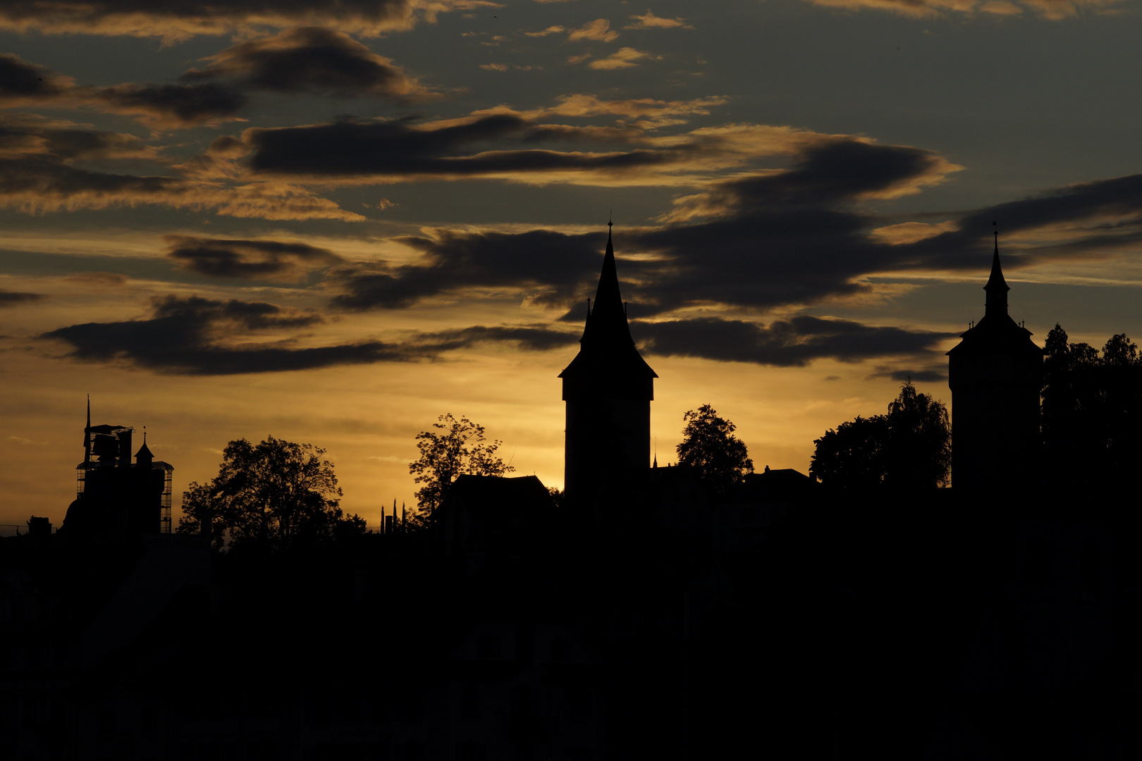 Musegg wall towers during sunset