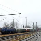 Museumszug bei der Einfahrt in Bf Buchloe auf der Allgäubahn 17.2.2024