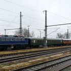 Museumszug bei der Einfahrt in Bf Buchloe auf der Allgäubahn 17.2.2024