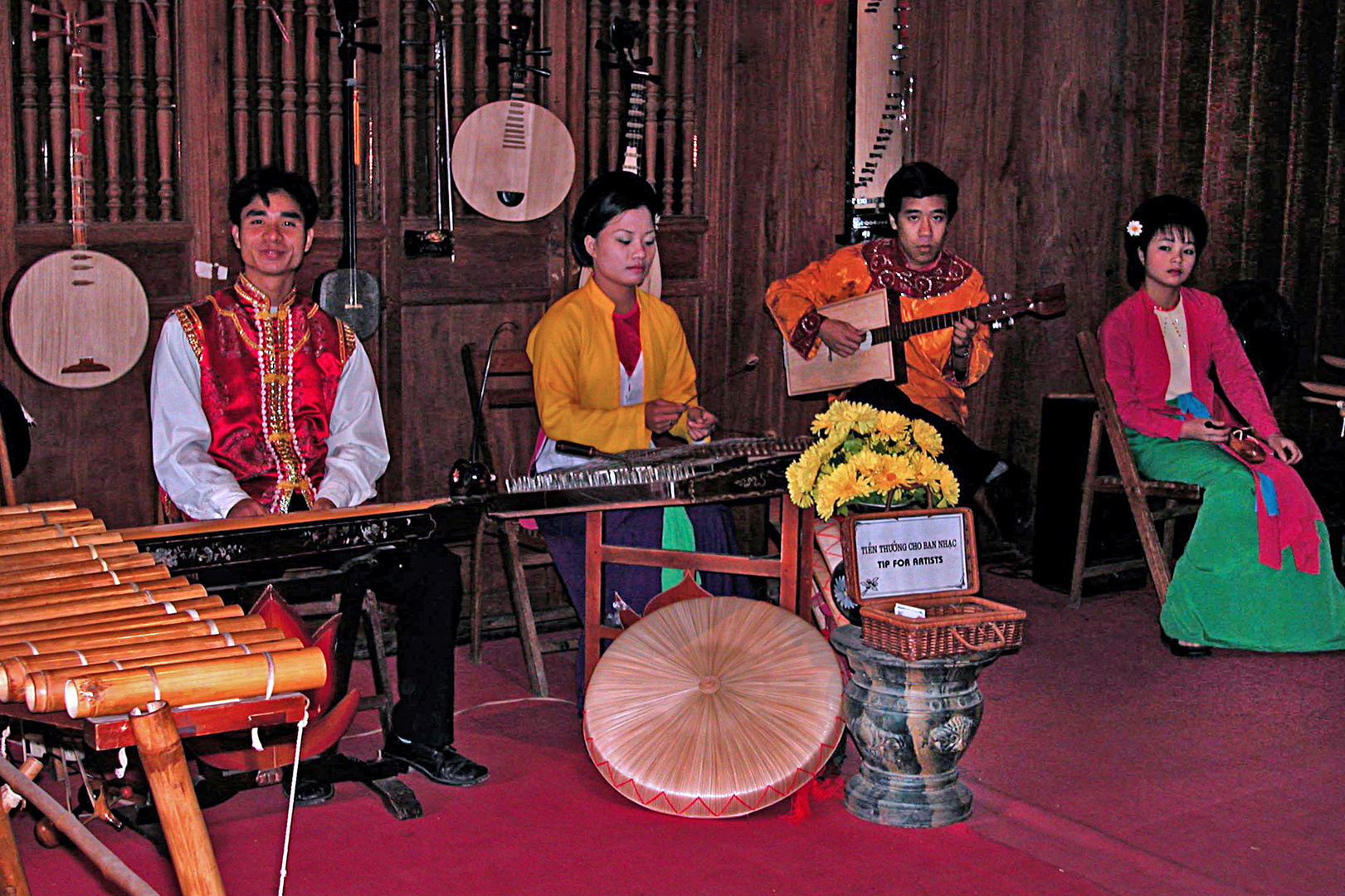 Music group inside the Van Mieu Temple