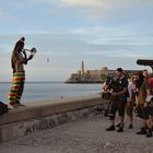 Musiker auf der Malecon spielt Posaune