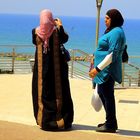 MUSLEM WOMENS ON BEACH OF NETANYA