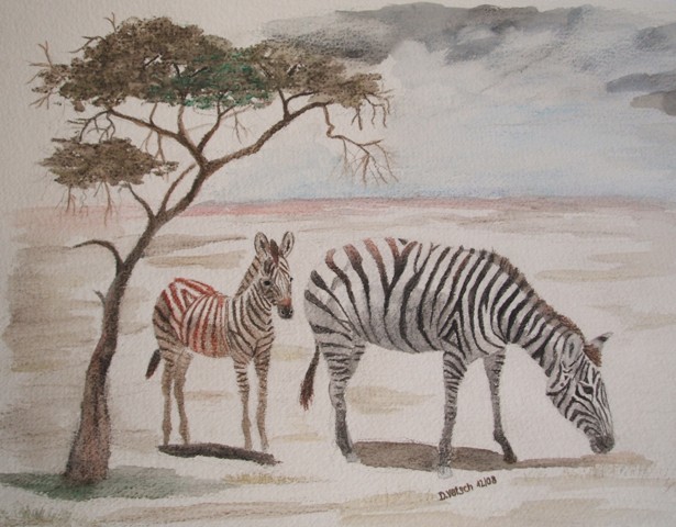 Mutter Zebra mit Nachwuchs