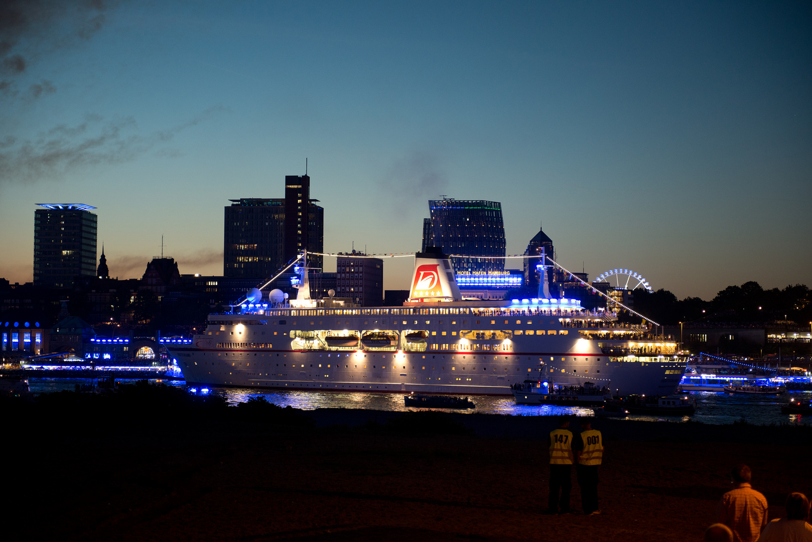 mv Deutschland leaving Hamburg